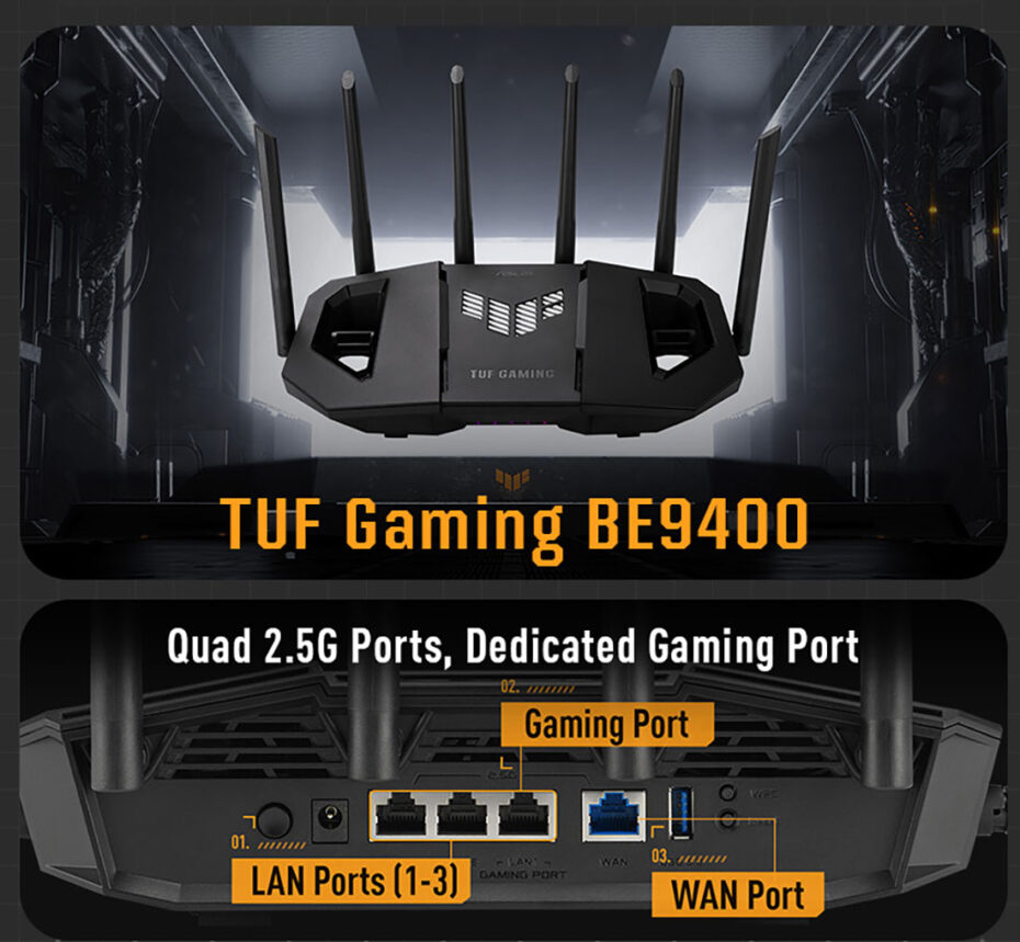 Router ASUS Tri-Band WiFi 7 TUF GAMING BE9400